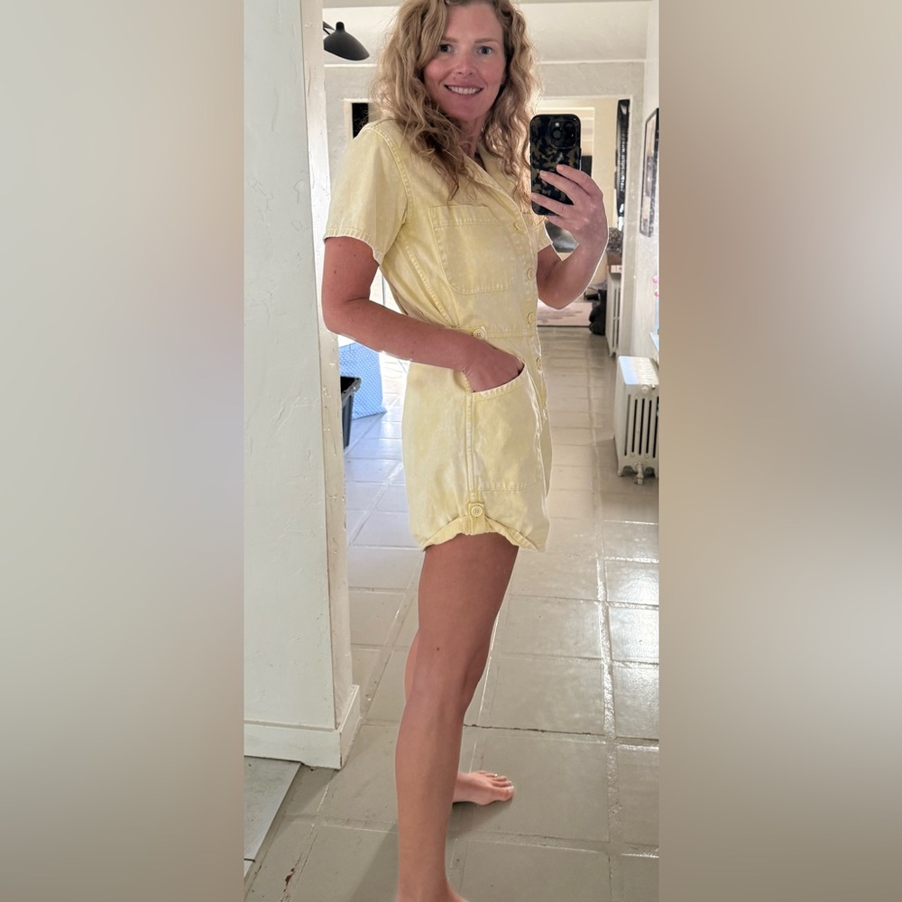 Pistola Parker Romper Yellow Utility Cuffed Shorts Button Front Size M - Picture 3 of 11